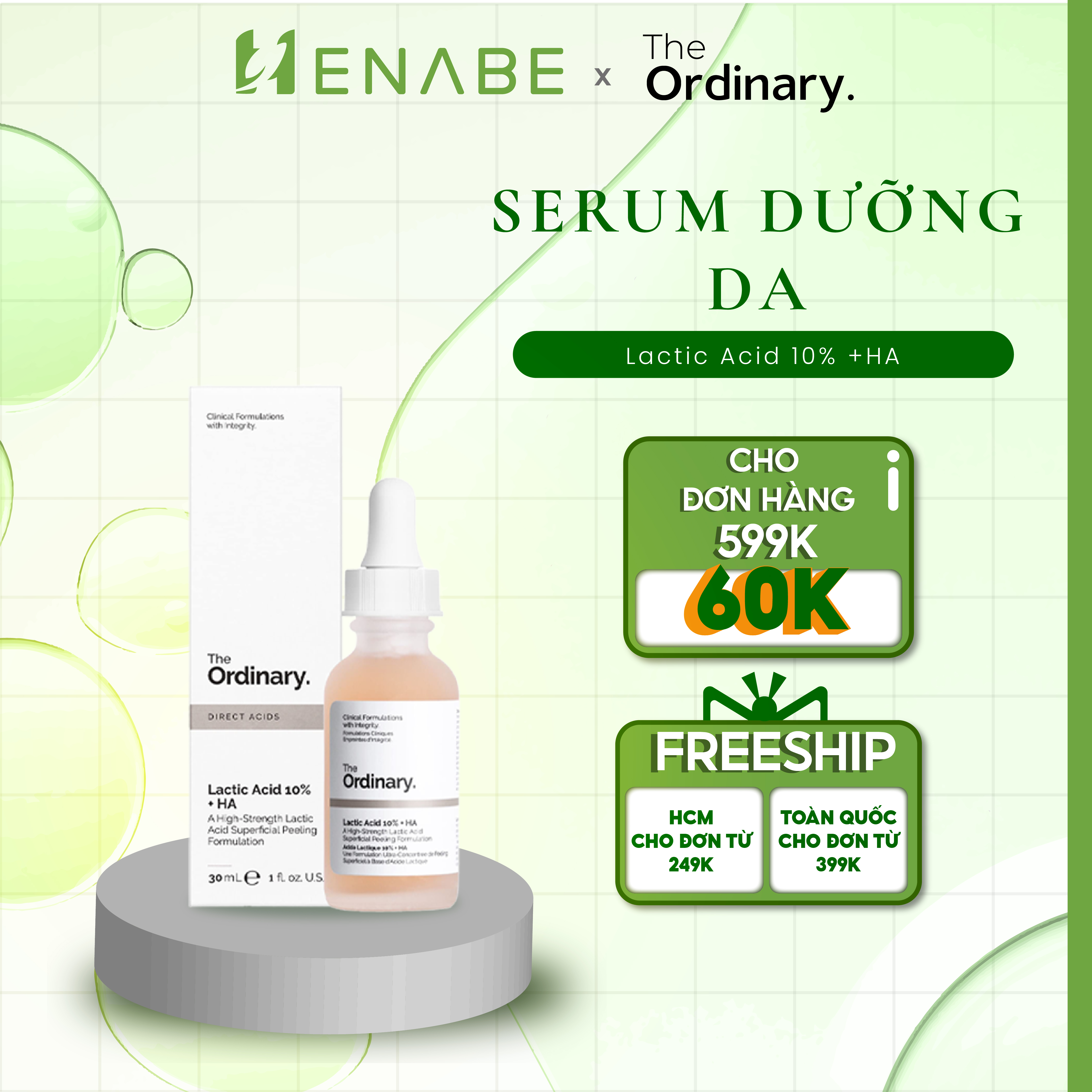 Serum trắng da The Ordinary Chính Hãng - Tinh chất dưỡng da The Ordinary Lactic Acid 10% + HA 30ml