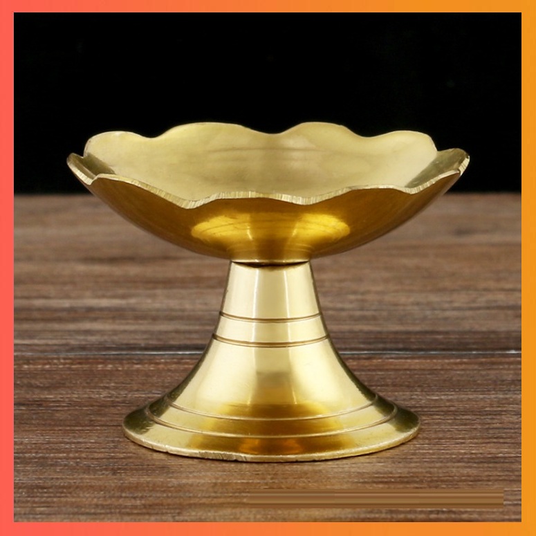 Đế đèn nến bơ bằng đồng sáng, trang trọng - Đồ dùng Phật giáo - Đế nến tâm linh - Chân đặt đèn cầy nến bơ thờ cúng ( Tâm Linh - Kính Phật)
