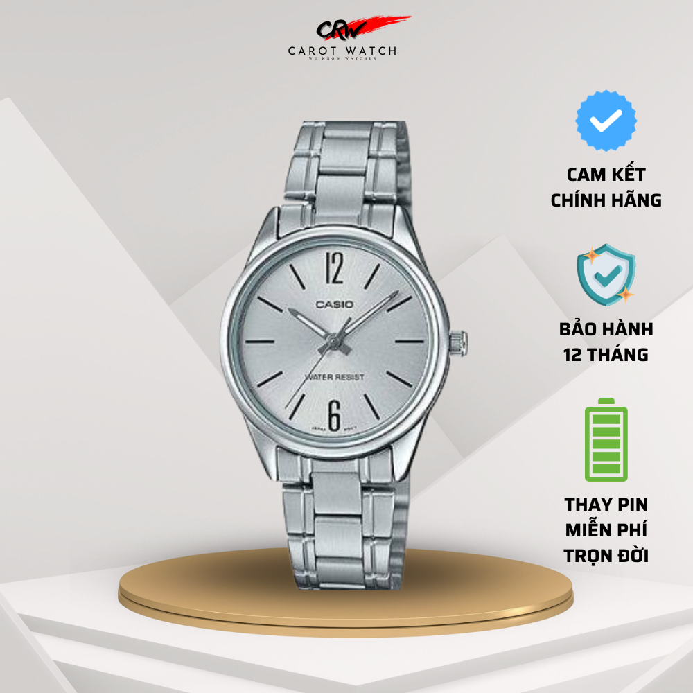 Đồng hồ nữ casio ltp v005d 7b dây kim loại chống nước