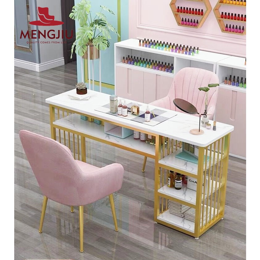 Bàn làm nail vân loang 1m2 - Bàn trang điểm - Bàn gỗ có ngăn kéo - bàn giả đá sang chảnh- k gồm ghế- hàng sẵn