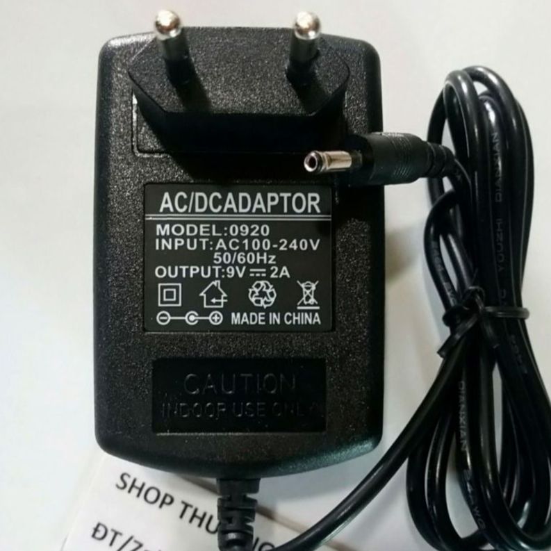 Adapter DC 9V - 2A (Đầu nhỏ - Chuẩn cắm 3.5mm X 1.35mm)