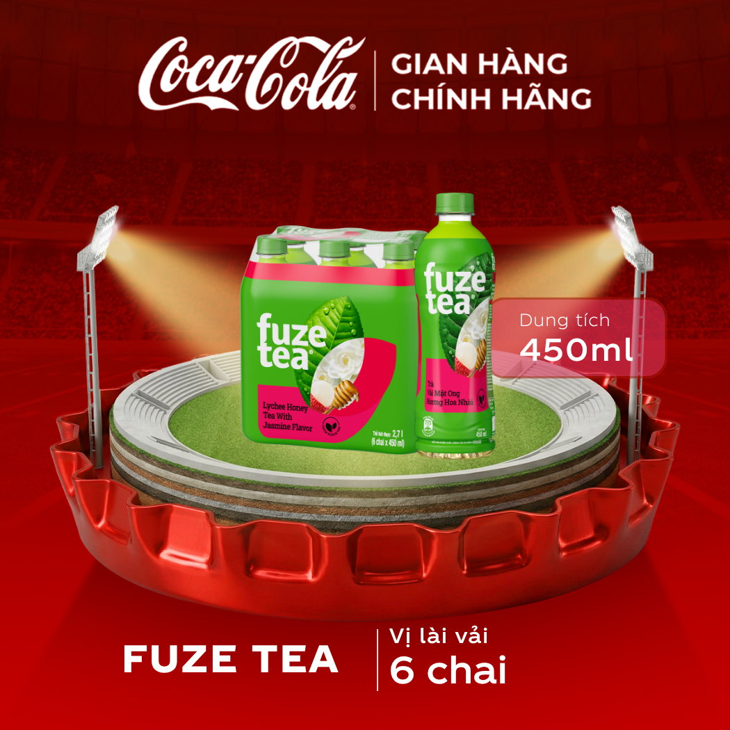 Lốc 6 Chai Trà Mật Ong Hương Lài Vải Fuzetea+ 450ml/Chai Sale 15.05 Coca-Cola Chính Hãng_LD