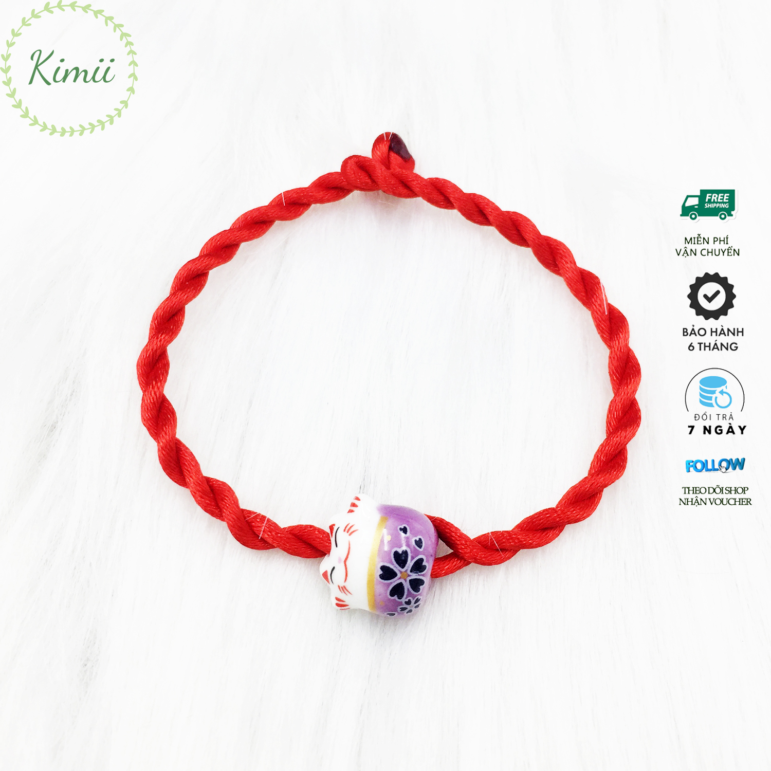 Vòng tay chỉ đỏ may mắn V150 màu đỏ, vòng tay phong thủy Vòng tay handmade