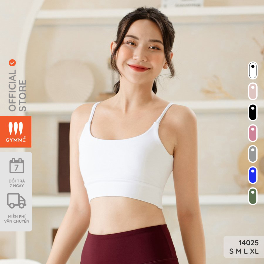 Áo tập gym nữ GYMME, Sport bra thể thao hai dây lưng xoắn dáng croptop chất liệu thun thấm hút mồ hôi tốt - 14025