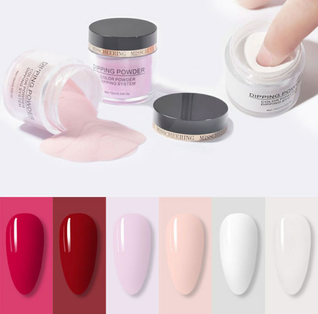 Set bột nhúng gồm 6 màu, 3 chai liên kết và cọ phủi.