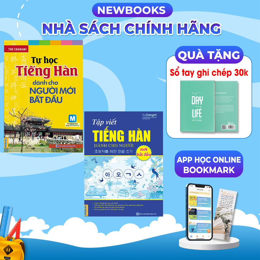 Sách Combo Tự Học Tiếng Hàn Và Tập Viết Tiếng Hàn Cho Người Mới Bẳt Đầu - MCBOOKS
