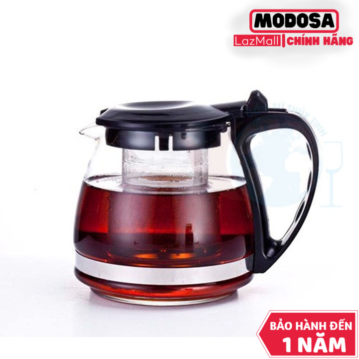 Ấm pha trà modosa thủy tinh có lõi lọc inox 8070 dung tích 700ml màu sắc ngẫu nhiên