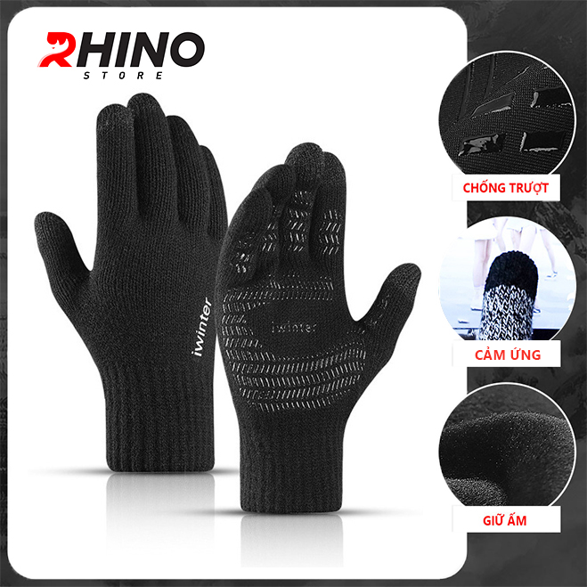 Găng tay len giữ ấm mùa đông Rhino WG901 Bao tay cảm ứng điện thoại, bảo hộ lao động, đi phượt