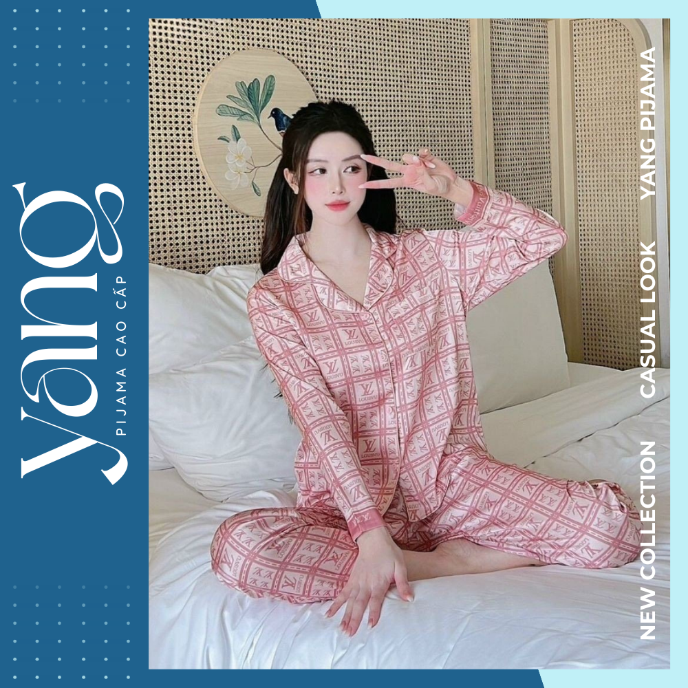 Bộ mặc nhà lụa Sam Luxury Homewear cao cấp TDLV, họa tiết sang chảnh, chất lụa luxury mềm mịn thoáng mát - Yang Pijama Đồ bộ lụa nữ cao cấp