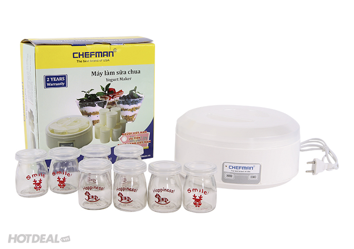 Máy làm sữa chua 8 cốc thủy tinh cao cấp chefmen cm-302t