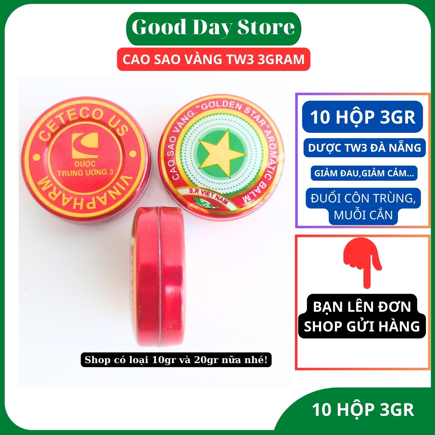 [combo 10 hộp] Cao Sao Vàng ( Dầu Cù Là) Dược TW3 3gram