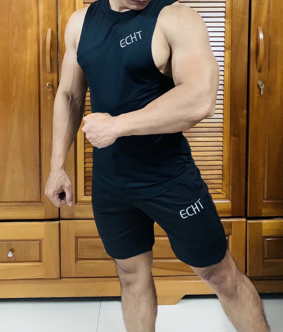 [HCM]Áo Tanktop Gym ECHT NeW Nhiều Màu Thun Lạnh Co Giản Thoáng Mát Áo Thể Thể Thao Tập Gym Nam - Xuong May Do Gym