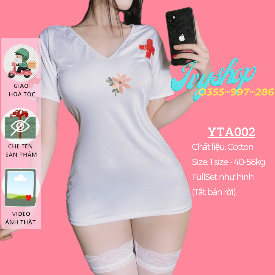 Váy Ngủ Cosplay Y Tá Gợi Cảm - Y Tá Body - Đầm Ngủ Sexy Cosplay Y Tá Ngọt Ngào YTa002 - IVyshop