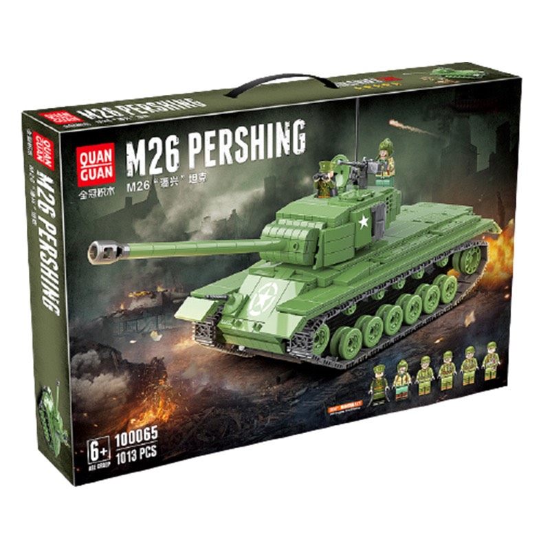 Lắp ráp xếp hình lego quanguan 100065 army ww2 : xe tank m26 pershing usa của mỹ