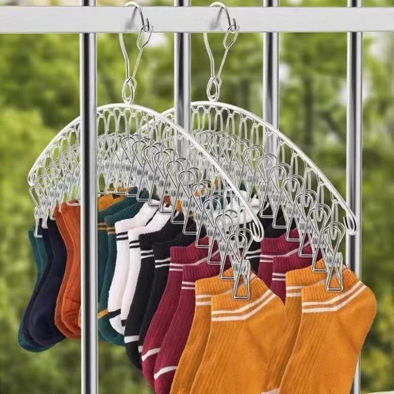 Móc treo phơi quần áo em bé, khăn tay, tất vớ, đồ lót - Móc treo quần áo - Móc Inox treo đồ 8/10/20 Kẹp