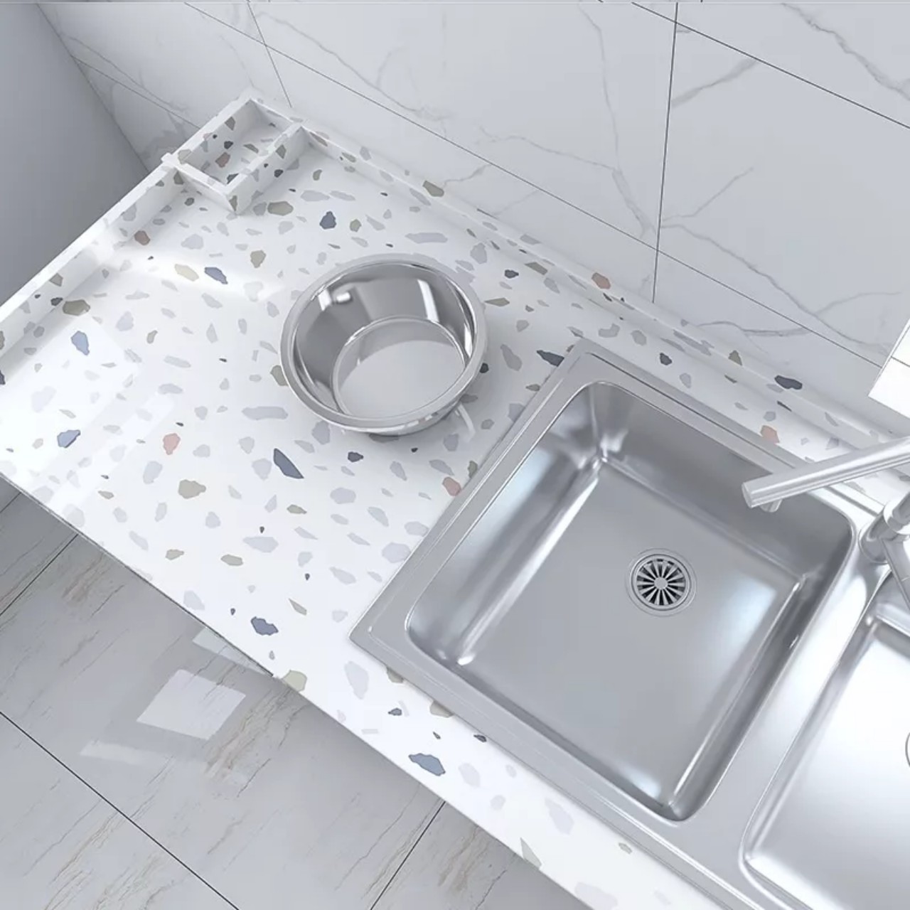 Decal dán tường dán bếp vân đá hoa văn