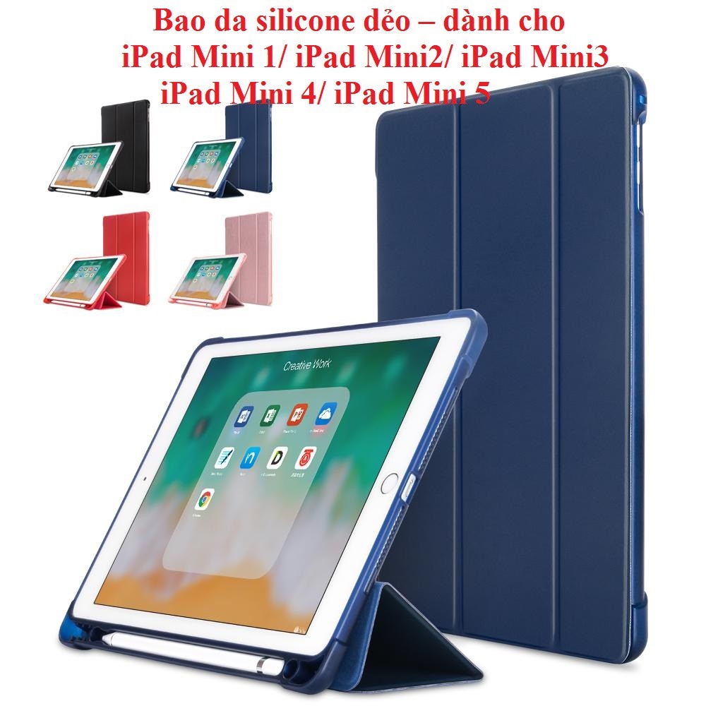 Vỏ ipad✴ bao da silicone dẻo – dành cho ipad mini 1/ ipad mini2/ ipad mini3/ ipad mini 4/ ipad mini 5.