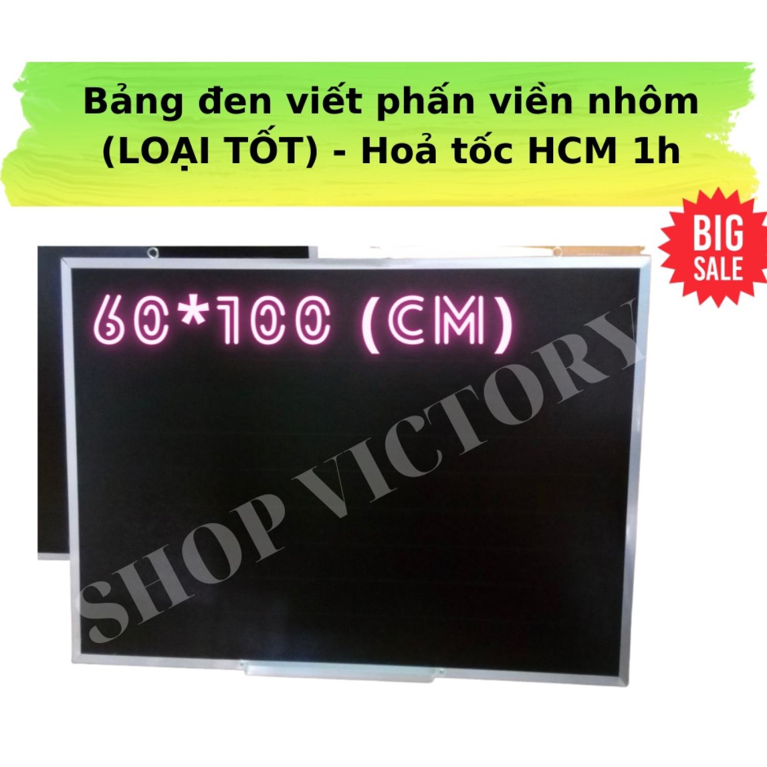 Bảng đen viết phấn viền nhôm 60 x 100 cm - Có kẻ sọc ngang 5cm