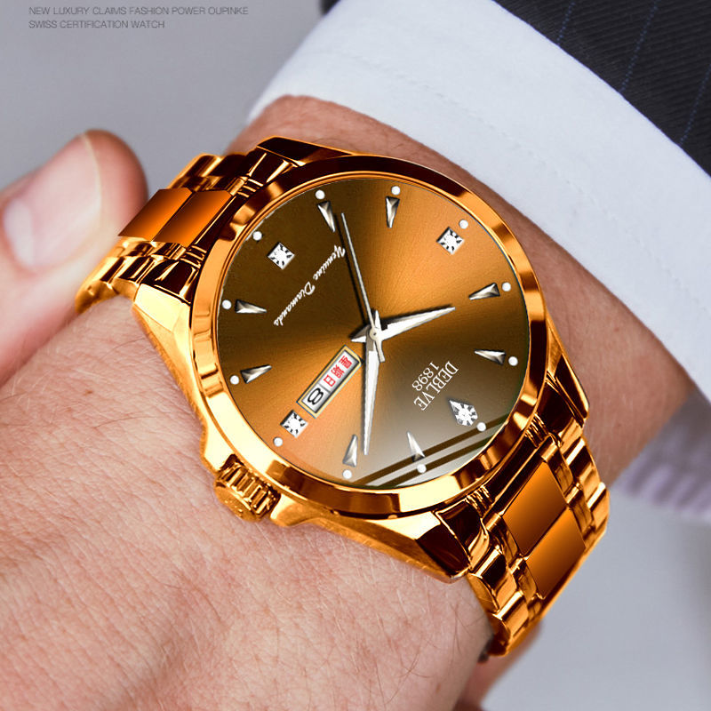 New Swiss Genuine Korean Fashion Couple Full Automatic Movement Calendar Luminous Waterproof Men's Steel Belt Non-mechanical Watch