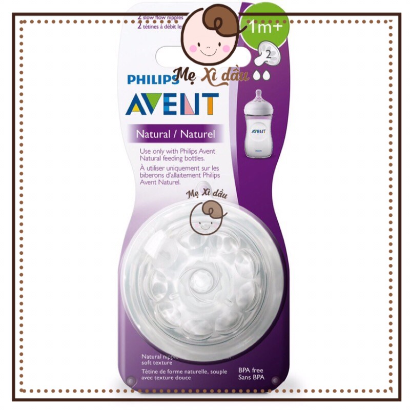 Shop mẹ xì dầu Núm ti thay thế bình sữa Avent Natural số 1/2/3/4/5