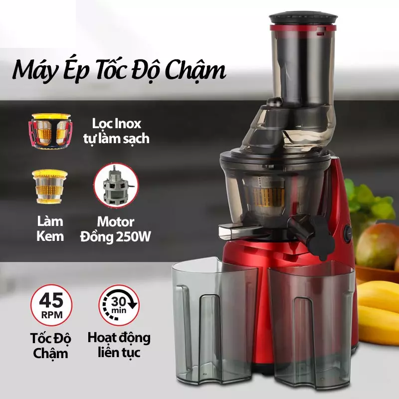 Máy ép chậm công nghiệp savtm je35 công suất lớn 250w - máy ép tất cả các loại hoa quả - bảo hành toàn quốc