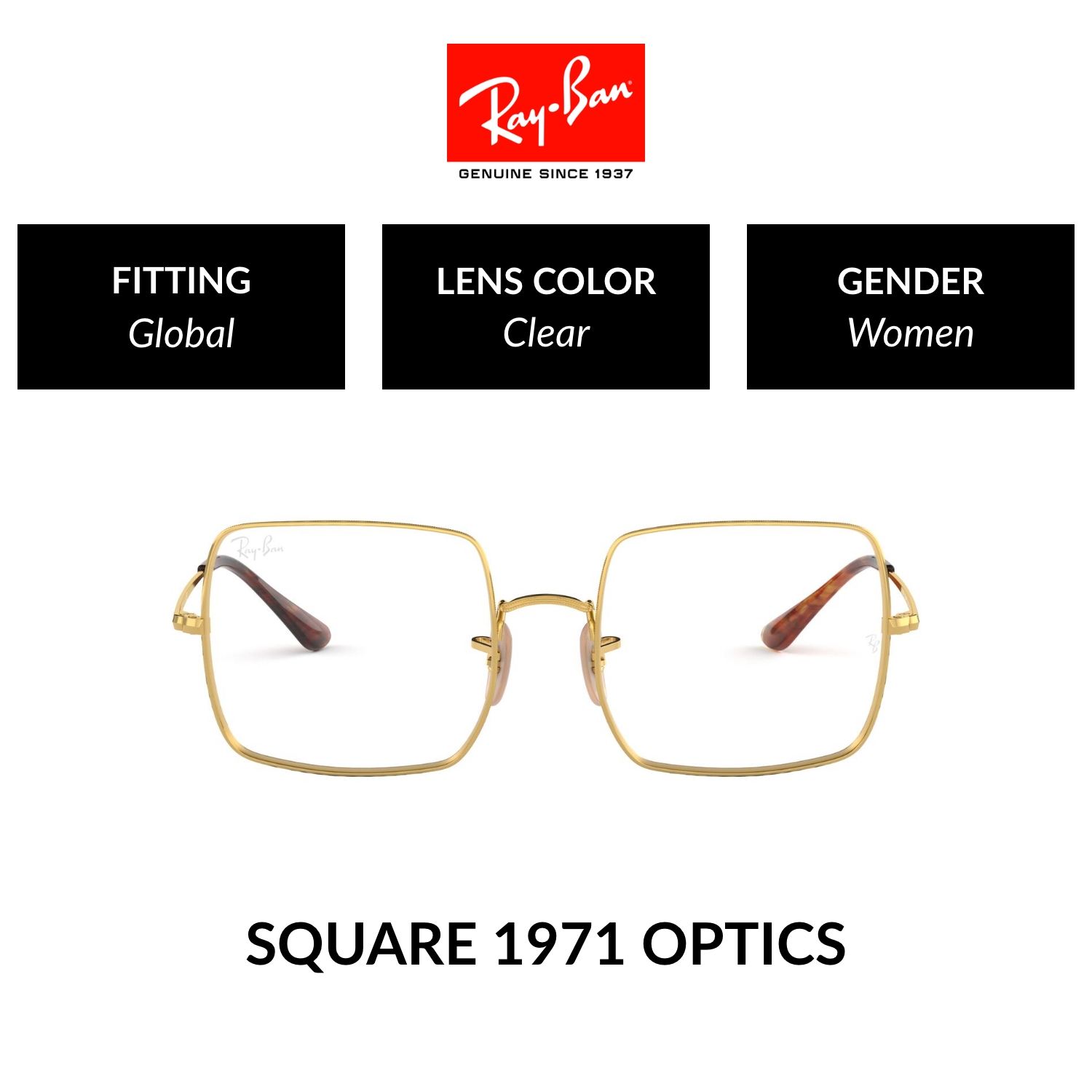 Mắt kính ray-ban square - rx1971v 2500 -kính thường size 54