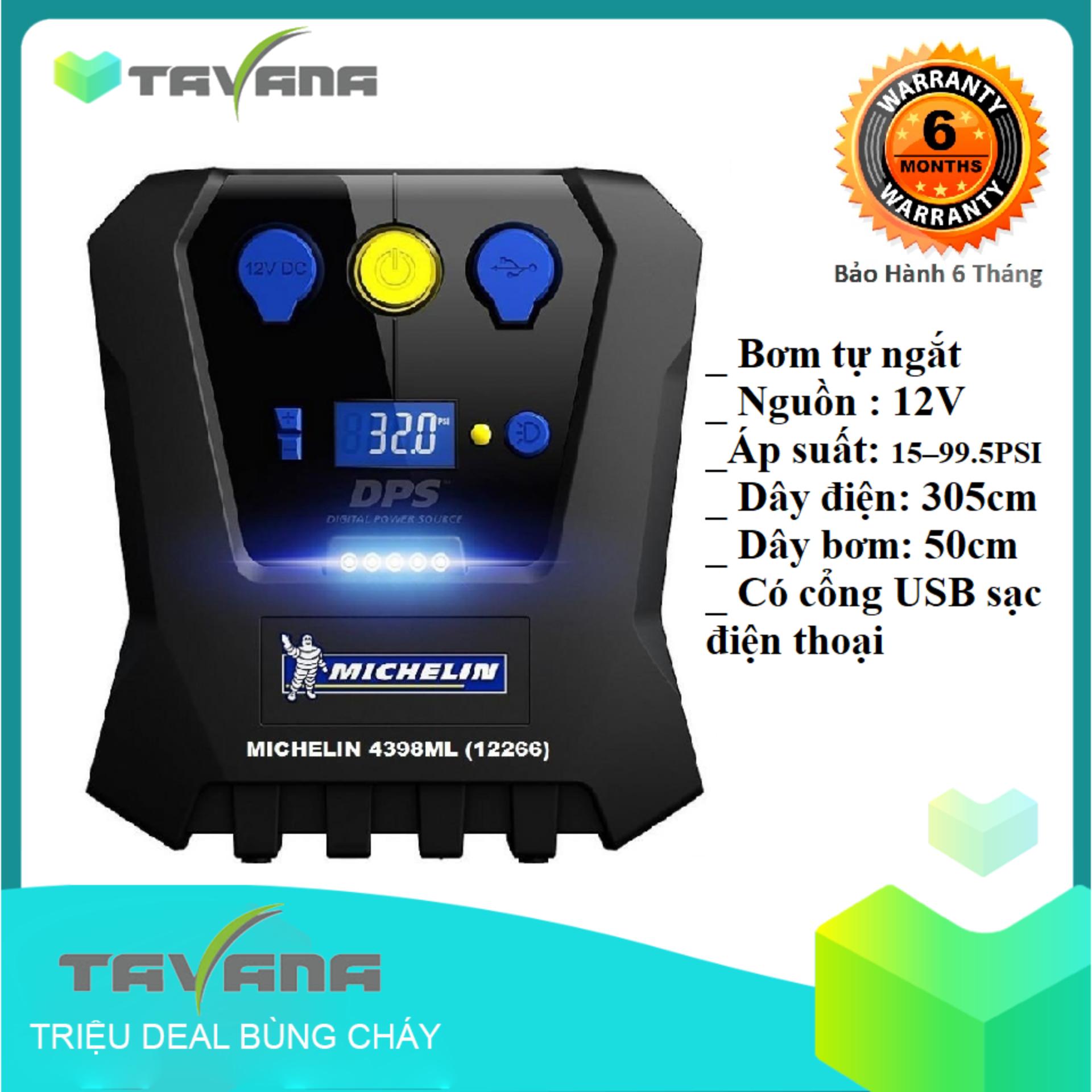 Máy Bơm Lốp Xe Khẩn Cấp Tự Ngắt Michelin 12V 12266