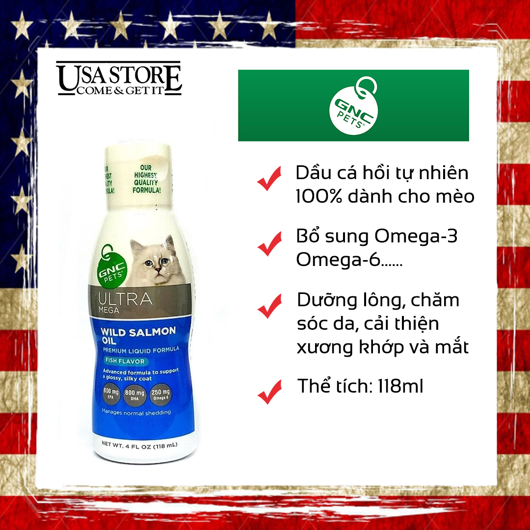 Dầu cá hồi cho mèo GNC tự nhiên 100% (118ml)