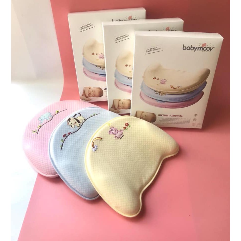 Đủ hộp)Gối cao su non chống méo đầu Baby mov