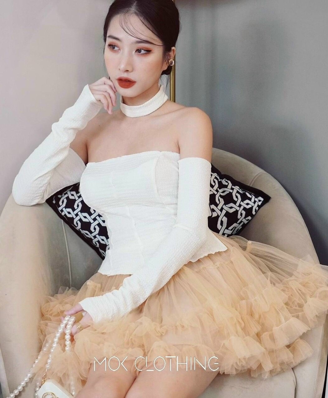 Sét váy lưới áo gân kèm vòng siêu xinh cho các nàng dạo phố lt . shop miu xinh
