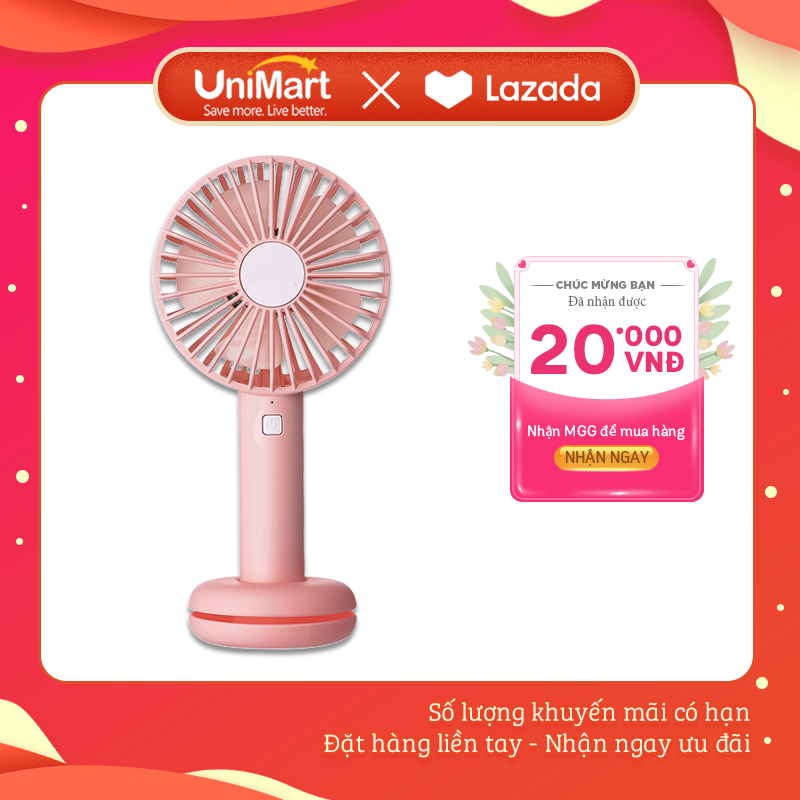 Quạt Điện Mini Tích Điện Cầm Tay Donut T9 - Pin dung lượng lớn 2000mAh  - Đèn Led 7 màu lung linh - Bảo hành 3 tháng - Thiết Kế Cầm Tay Mini  Tiện Lợi