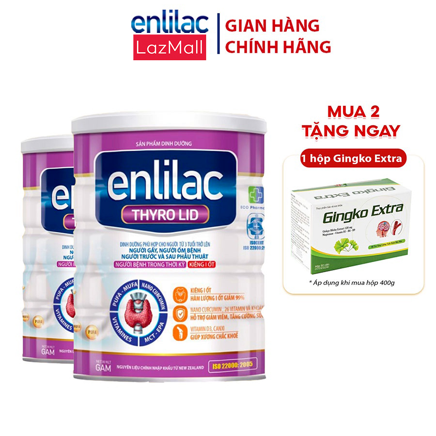 Sữa dinh dưỡng cho người kiêng iod enlilac thyro lid giúp ngăn ngừa biến chứng tim mạch 400g/hộp