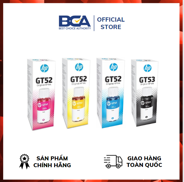 Combo 4 lọ mực in phun màu hp gt53/gt52 dùng cho máy in hp gt 5810 / hp gt 5820 / inktank 115/315 / 415