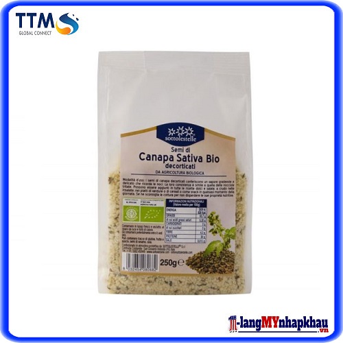 Hạt gai dầu hữu cơ đã tách vỏ Sottolestelle 250g