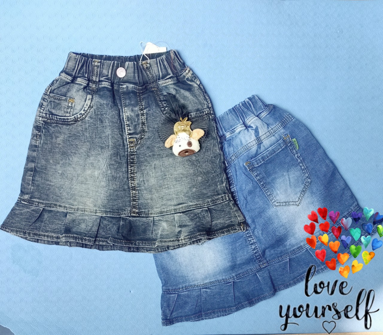 Váy jean thun kèm phụ kiện cho bé gái size đại - Váy demi đuôi cá Quảng Châu