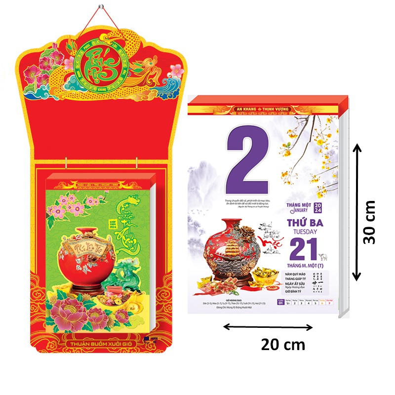 Lịch bloc 2024 - bloc lịch cỡ lớn kích thước 20 x 30 cm - lịch ngân hà 5 - lịch phong thủy