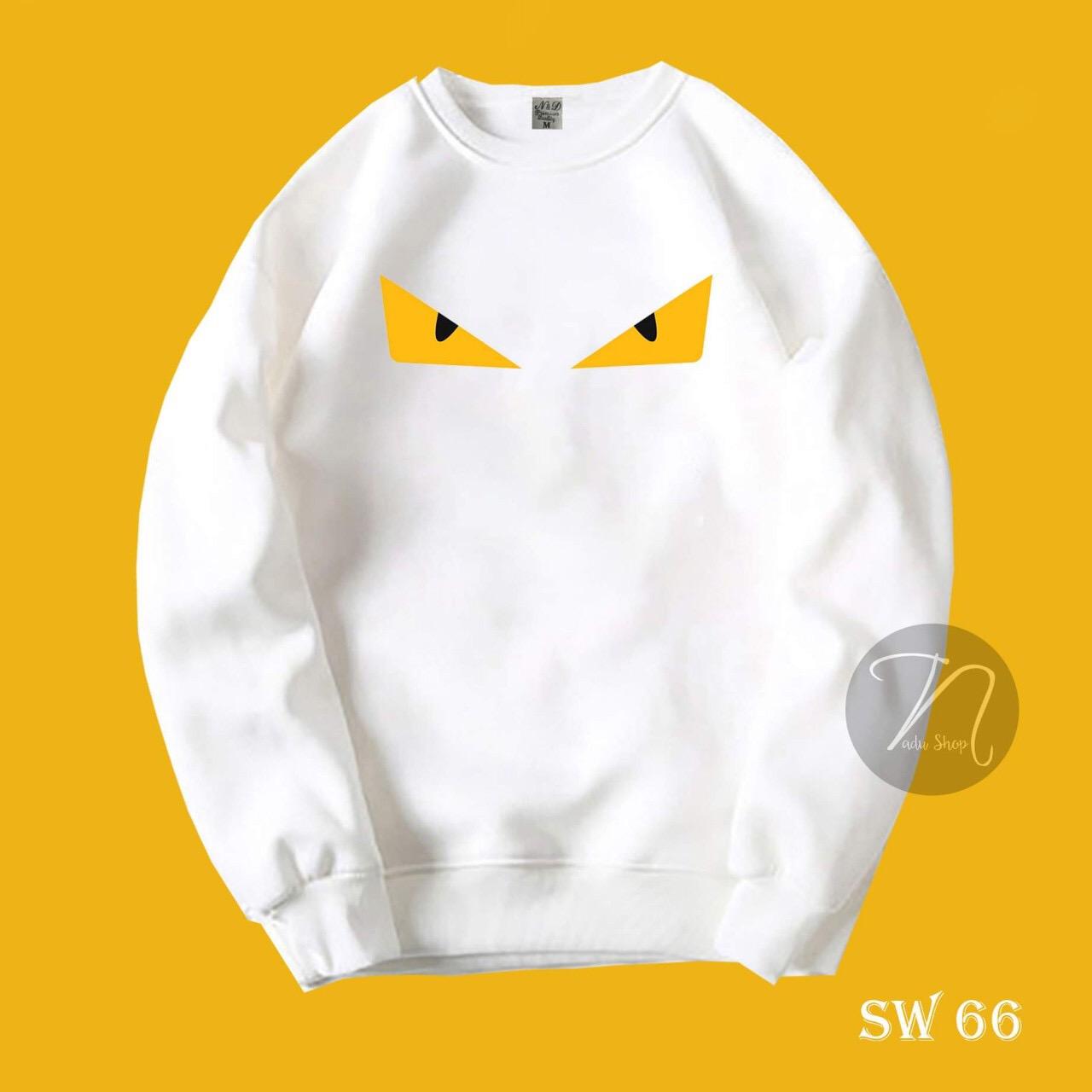 [HCM]AO SWEATER NAM NỮ MẮT DƠI TRẮNG CÓ BIG SIZE vải nỉ bông dày