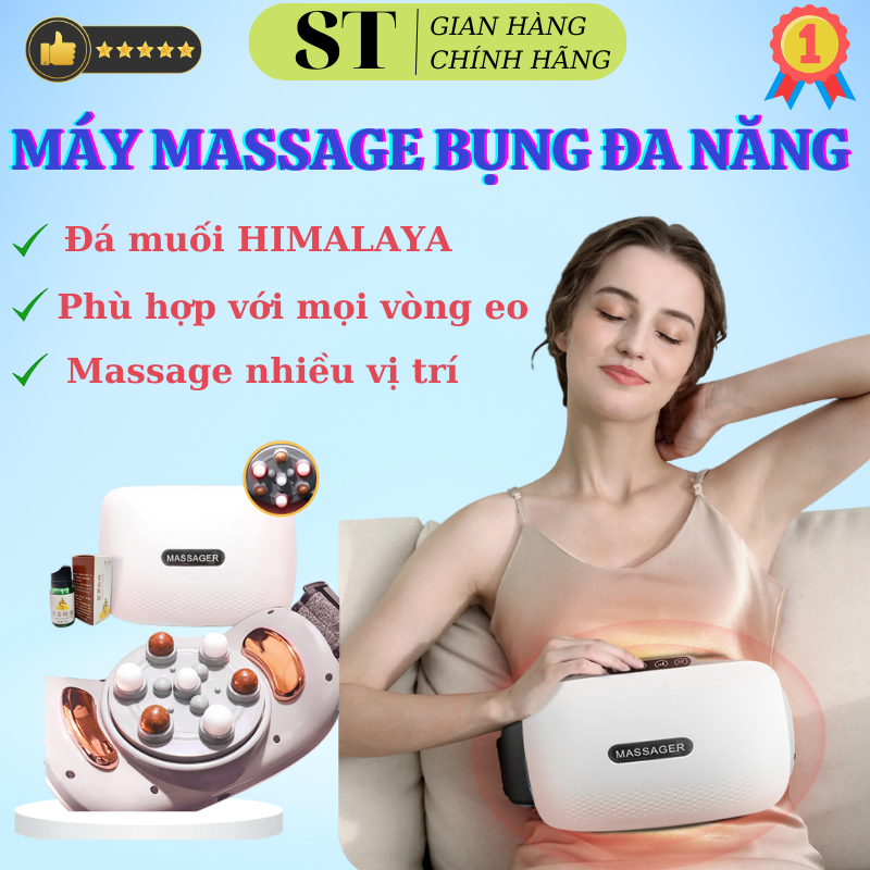 Máy massage bụng đa năng tích hợp đá nóng himalaya giúp giảm mỡ bụng, chân đùi dễ dàng sử dụng bh 12 tháng , đai massage
