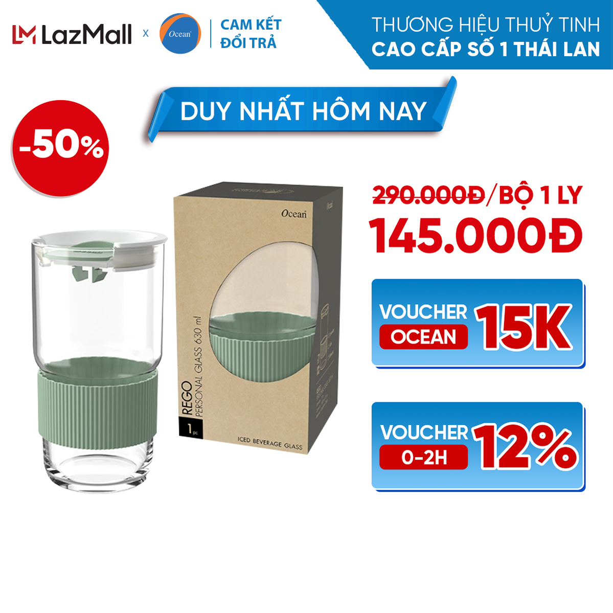 Ly thủy tinh ocean rego 630 ml