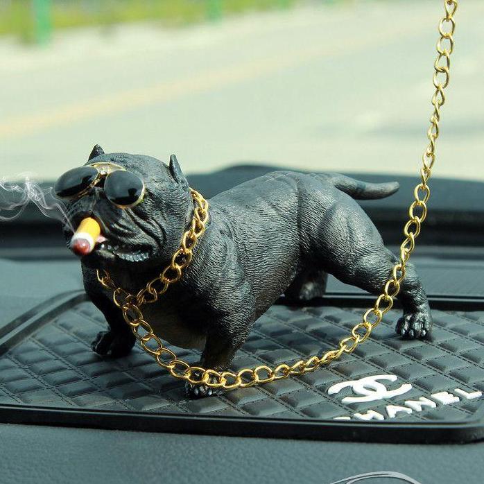 Chó pitpull đặt taplo ô tô