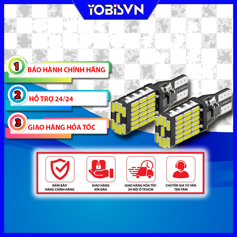 Đèn Led YOBIS T15 12-24V LED 4014 Đèn lùi, Đèn Phanh Cho Xe Tải, Xe Hơi