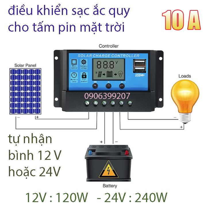 Bộ điều khiển xạc pin năng lượng mặt trời - 10a