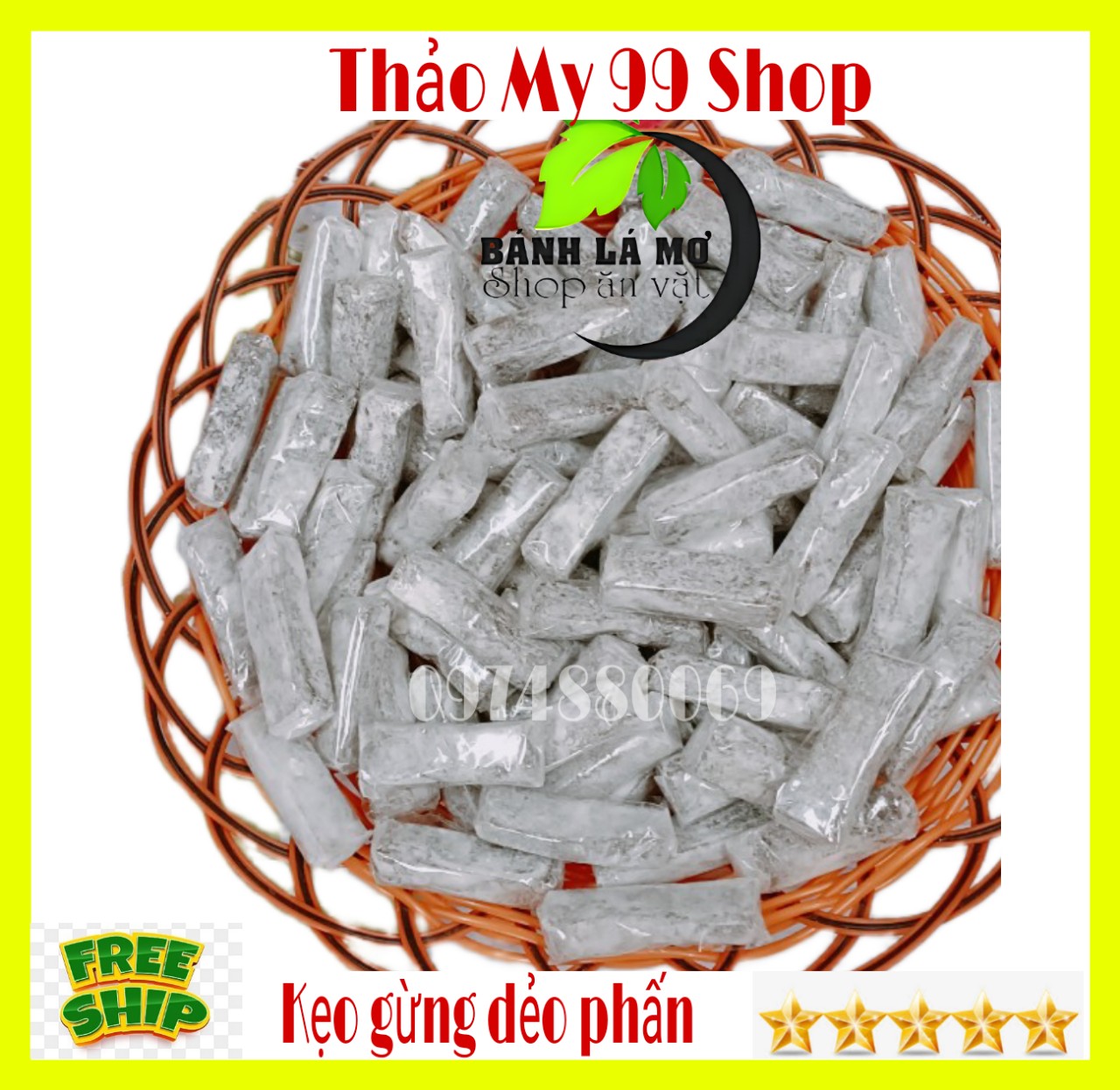1kg kẹo gừng dẻo phấn Bến Tre