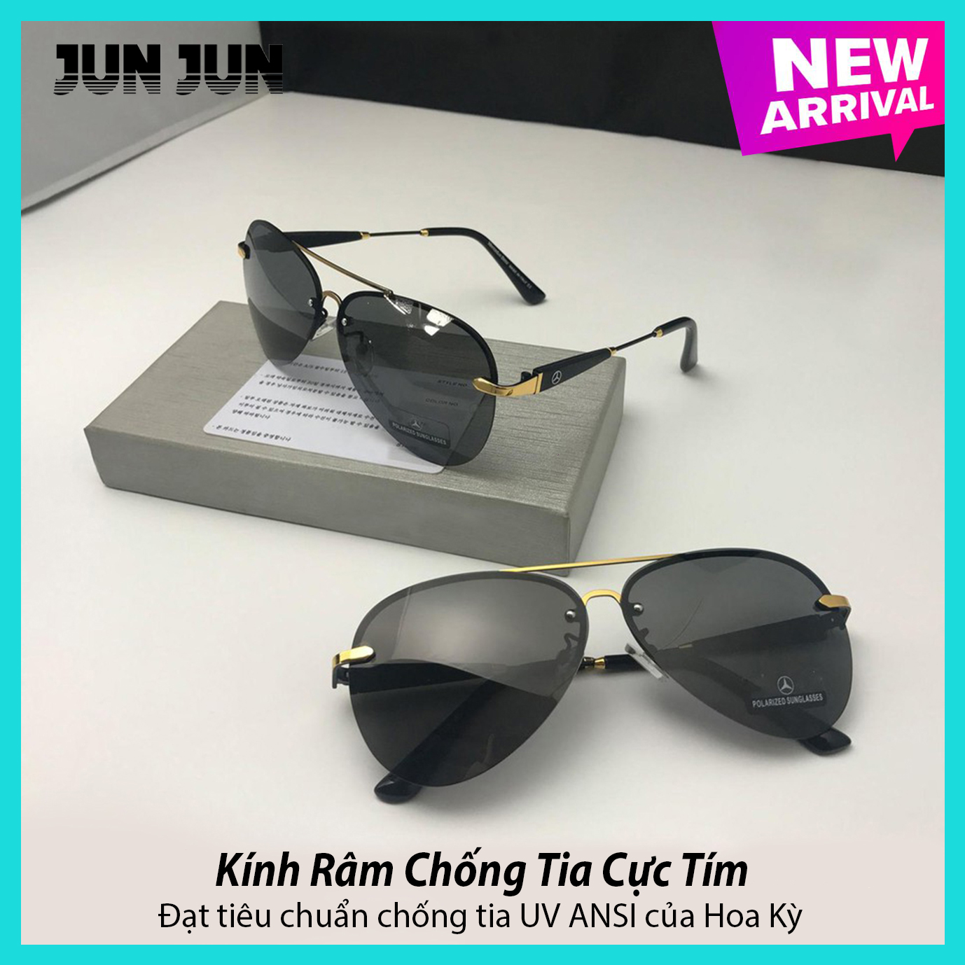Kính mát nam thời trang cao cấp-  Mắt kính nam tròng Polaroid mỏng nhẹ, chống tia cực tím MER743