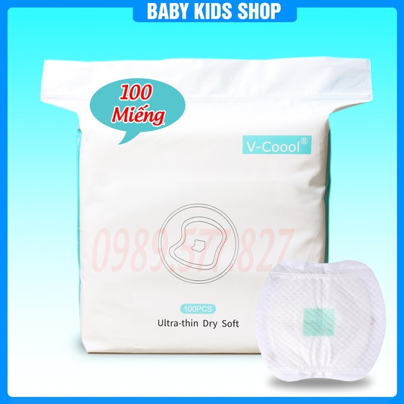 Combo 200 Miếng lót thấm sữa Vcool - Siêu thấm hút, sợi bông tự nhiên, an toàn cho mẹ và bé