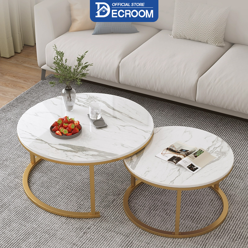 Decroom bàn cà phê cao cấp, bàn trà phòng khách, ghế sofa gia đình nhỏ, bàn phụ, bàn trà đôi mặt đá vân đá đẹp, ban công tròn, bàn nhỏ đơn giản chân sắt sơn tĩnh điện, phong cách hiện đại để sofa