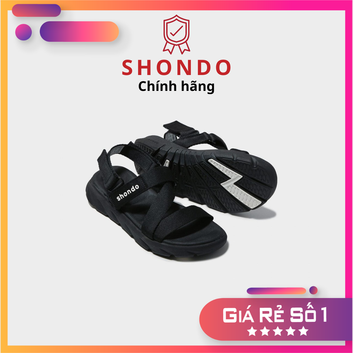 [FREESHIP] Giày Sandals Nam Nữ SHONDO F6 Sport - Màu Đen F6S301