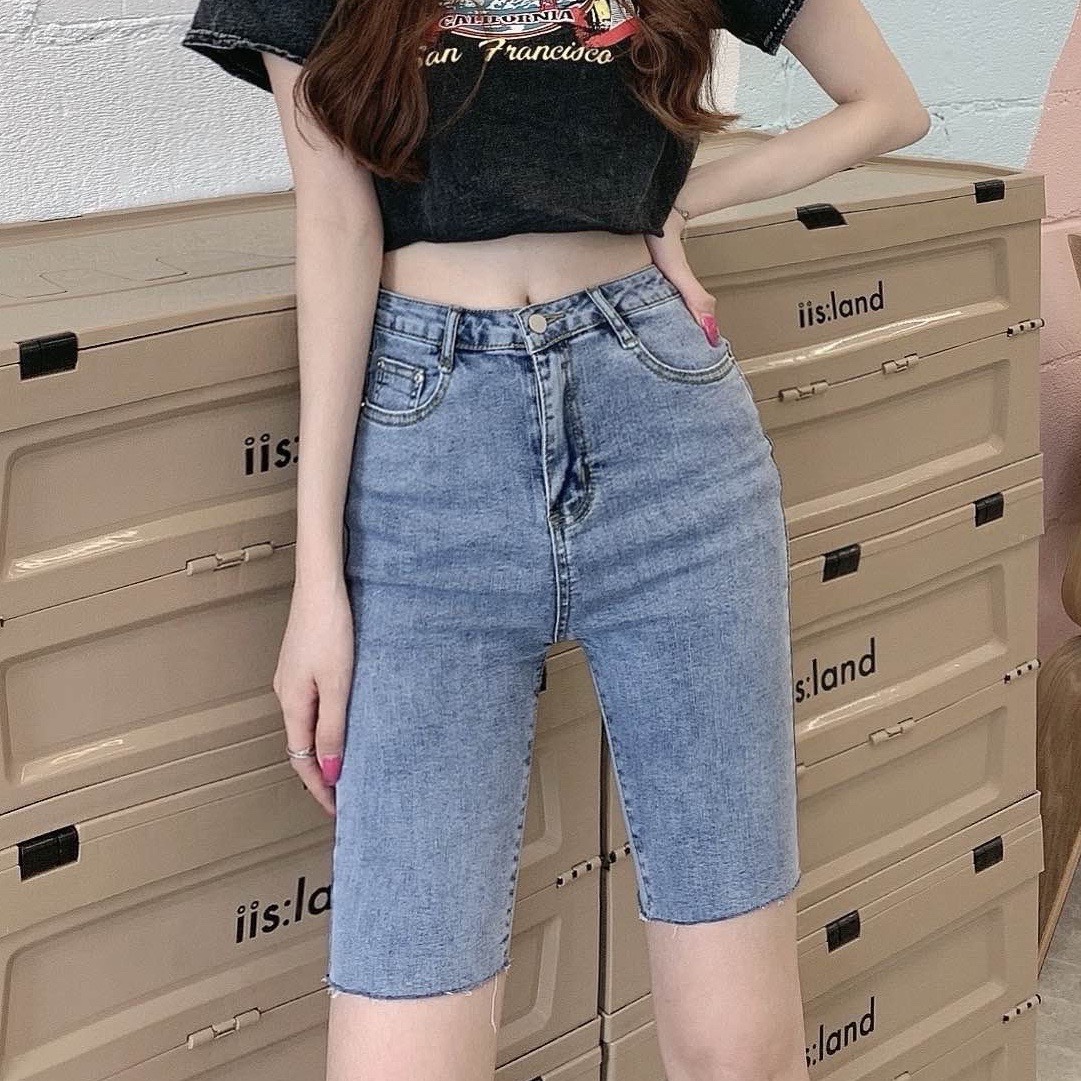 [HCM]Quần jean ngố / lửng big size lưng cao co dãn mạnh trơn đơn giản 3551 Molijean chất vải dày dặn thiết kế ôm gọn đôi chân che đi khuyết điểm đôi chân to của nàng béo