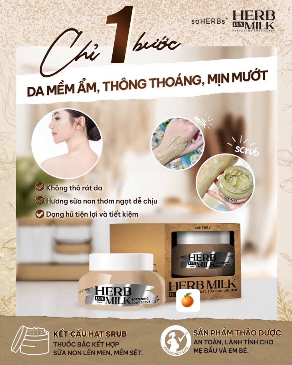 Thảo Dược Sữa non lên men tẩy tế bào Herb Lux Milk - Thuoc Bắc sữa non lên men Soherbs