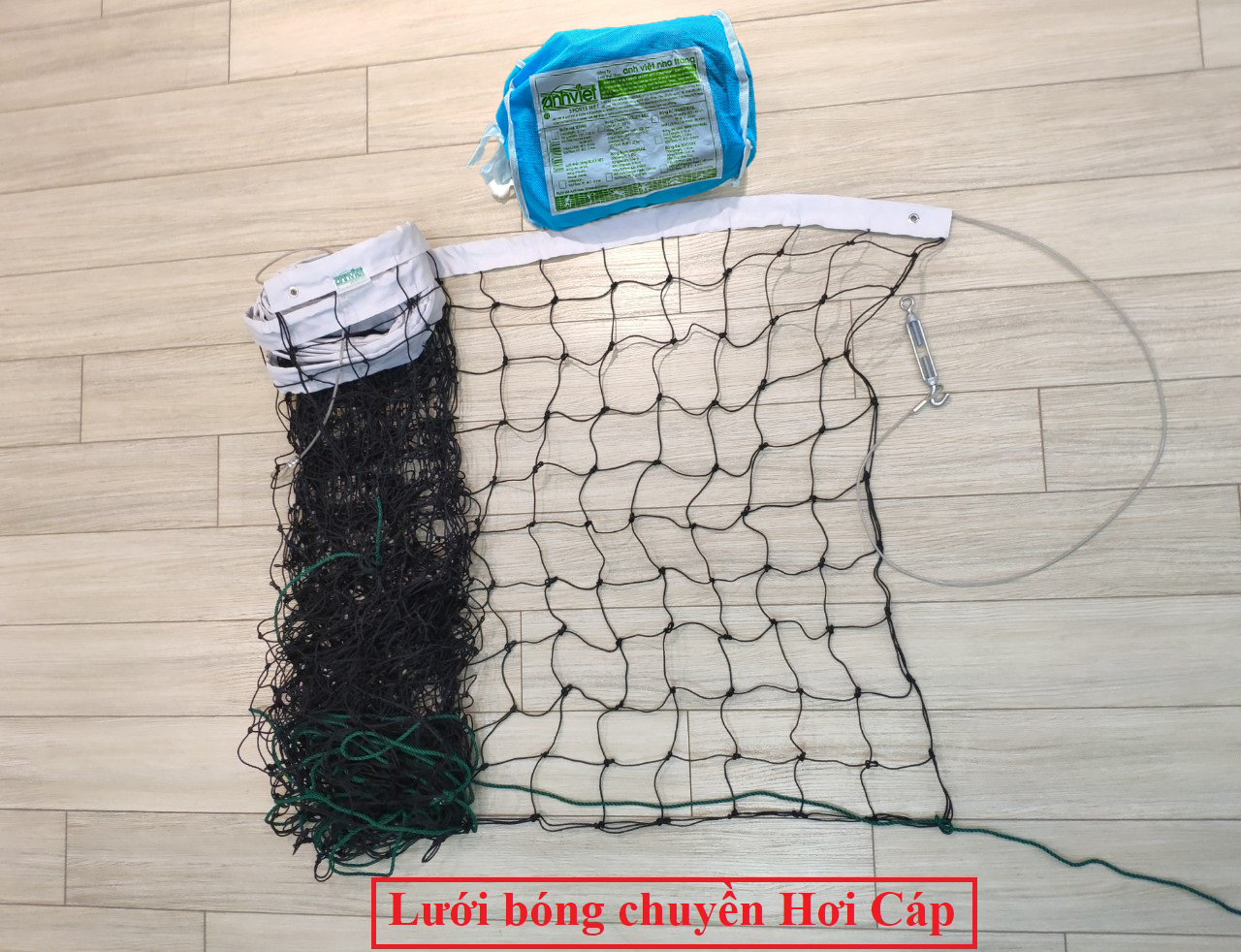 Lưới bóng chuyền hơi cáp sợi cước thương hiệu Anh Việt (gồm cáp sắt có bọc + tăng cáp)